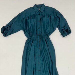 Barilà Teal Button-Down Maxi Dress